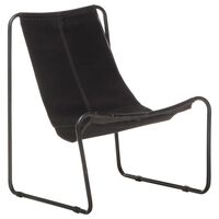 vidaXL Sillón de relax de cuero auténtico negro