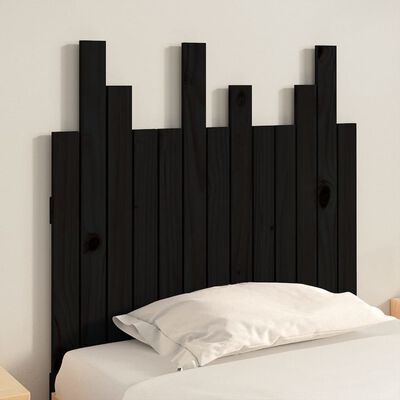 vidaXL Cabecero de cama pared madera maciza pino negro 82,5x3x80 cm