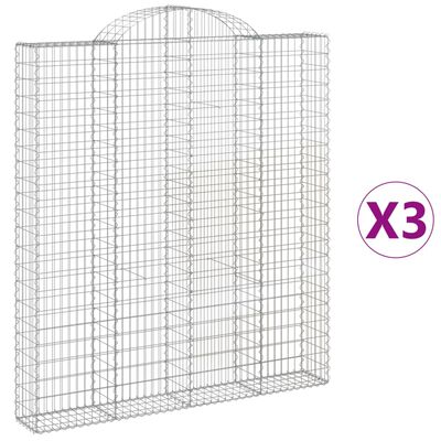 vidaXL Cestas de gaviones 3 uds forma de arco hierro 200x30x220/240 cm