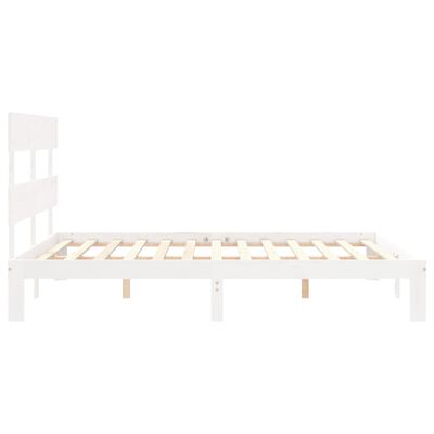 vidaXL Estructura de cama con cabecero madera maciza blanco 160x200 cm