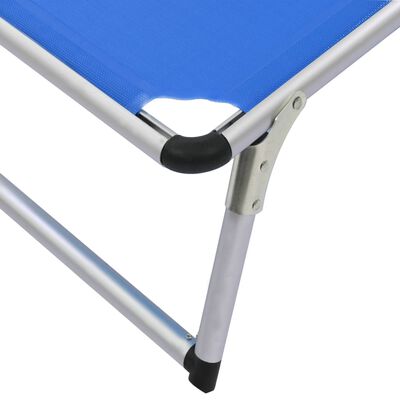 vidaXL Tumbona plegable con techo aluminio y textileno azul