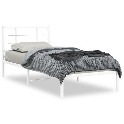 vidaXL Estructura cama sin colchón con cabecero metal blanco 90x190 cm