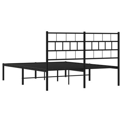 vidaXL Estructura cama sin colchón con cabecero metal negro 135x190 cm