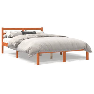 vidaXL Cama sin colchón madera maciza de pino marrón cera 140x200 cm