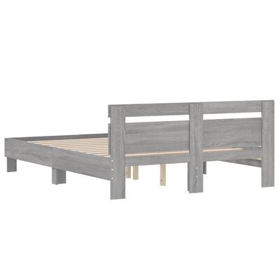 vidaXL Cama con cabecero madera de ingeniería gris Sonoma 140x200 cm