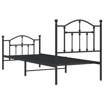 vidaXL Estructura de cama con cabecero y estribo metal negro 90x190 cm