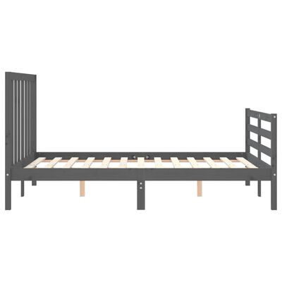 vidaXL Estructura cama de matrimonio con cabecero madera maciza gris