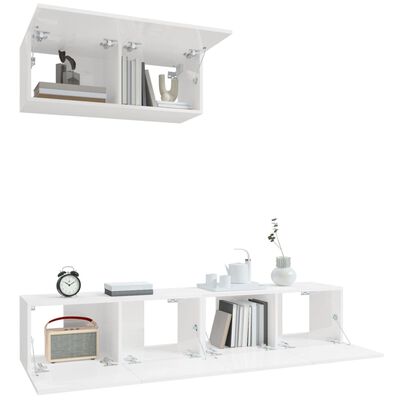 vidaXL Set de muebles de TV 3 pzas madera contrachapada blanco brillo