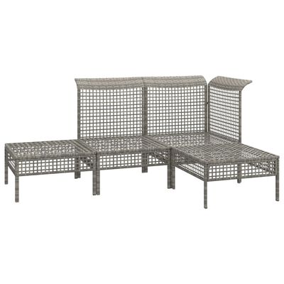 vidaXL Set de muebles de jardín 4 pzas y cojines ratán sintético gris