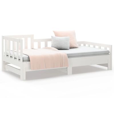 vidaXL Sofá cama extraíble madera maciza de pino blanco 2x(80x200) cm