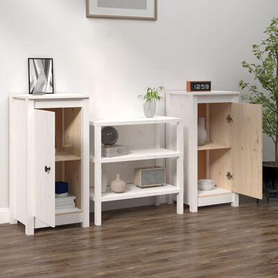 vidaXL Aparadores 2 uds madera maciza de pino blanco 39x35x80 cm