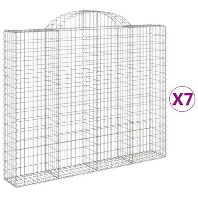 vidaXL Cestas gaviones 7 uds forma de arco hierro 200x30x160/180 cm