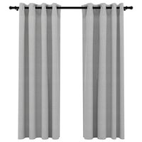 vidaXL Cortinas opacas con ojales look de lino 2 pzas gris 140x175 cm