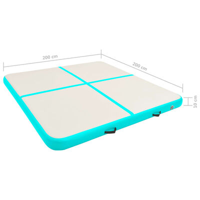 vidaXL Esterilla inflable de gimnasia con bomba PVC verde 200x200x10cm