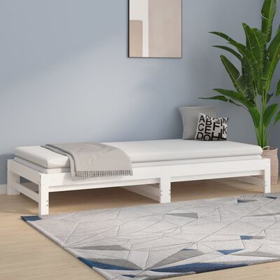 vidaXL Sofá cama extraíble madera maciza de pino blanco 2x(90x200) cm