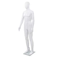 vidaXL Maniquí de hombre completo base vidrio blanco brillante 185 cm