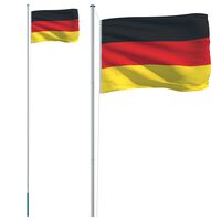 vidaXL Mástil y bandera de Alemania aluminio 6,23 m