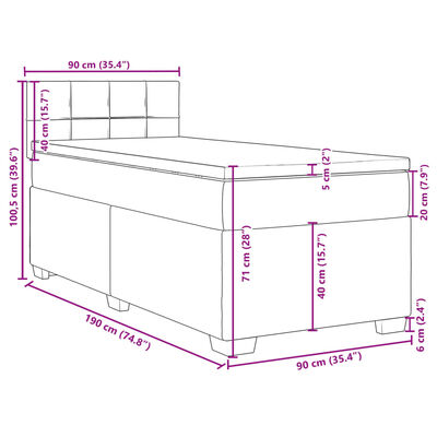 vidaXL Cama box spring con colchón tela negro 90x190 cm