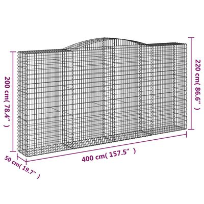 vidaXL Cestas de gaviones 6 uds forma de arco hierro 400x50x200/220 cm