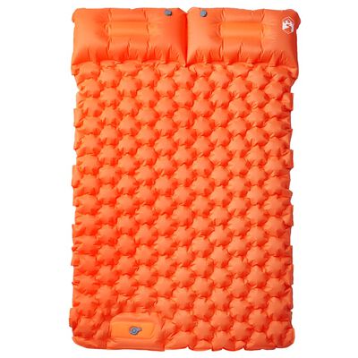 vidaXL Colchón de camping autoinflable y almohadas 2 personas naranja