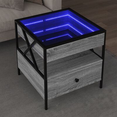 vidaXL Mesa de centro con Infinity LED gris Sonoma 50x50x51 cm