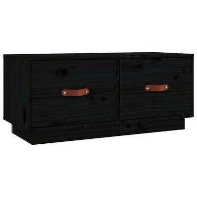 vidaXL Mueble de TV de madera maciza de pino negro 80x34x35 cm