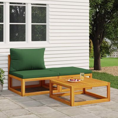 vidaXL Set de muebles para jardín 3 piezas con cojines madera acacia