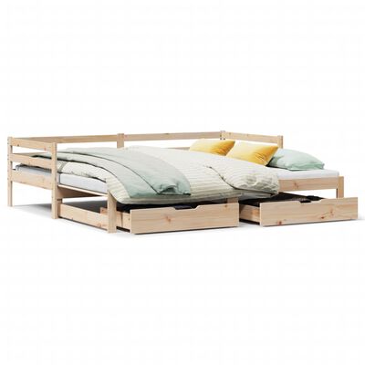 vidaXL Sofá cama nido con cajones madera maciza pino blanca 80x200 cm