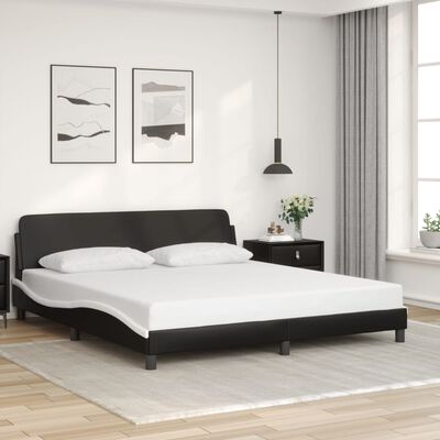 vidaXL Estructura de cama con cabecero cuero sintético negro y blanco