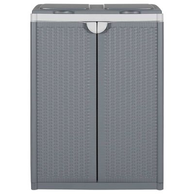 vidaXL Cubo de basura con dos puertas PP gris 65x45x88 cm