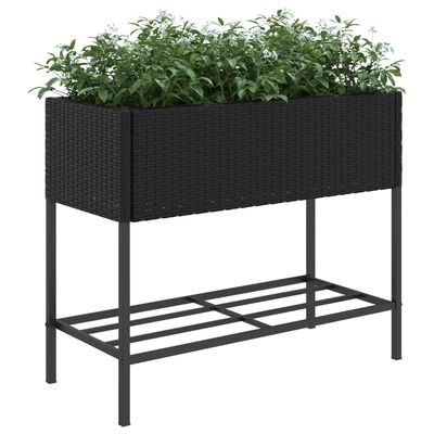 vidaXL Jardineras con estante 2 uds ratán sintético negro 90x40x75 cm