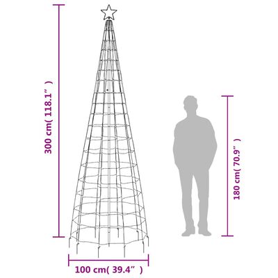 vidaXL Árbol de Navidad cono con estacas 570 LEDs blanco frío 300 cm