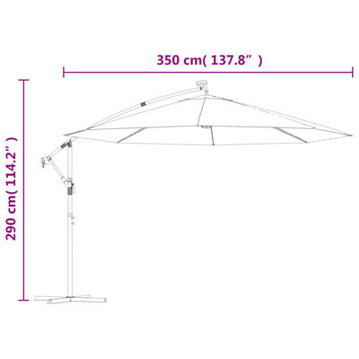 vidaXL Sombrilla voladiza jardín con luces LED palo acero arena 350 cm