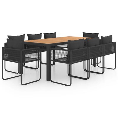 vidaXL Set de comedor de jardín 9 piezas PVC ratán negro y marrón