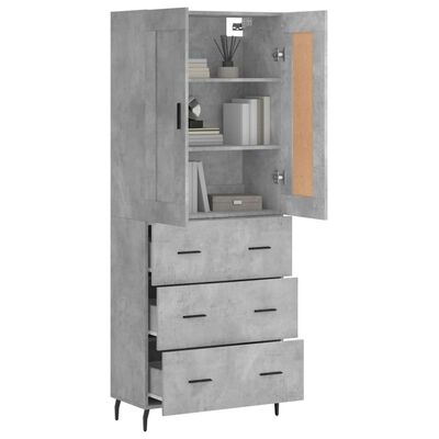 vidaXL Aparador alto madera contrachapada gris hormigón 69,5x34x180 cm