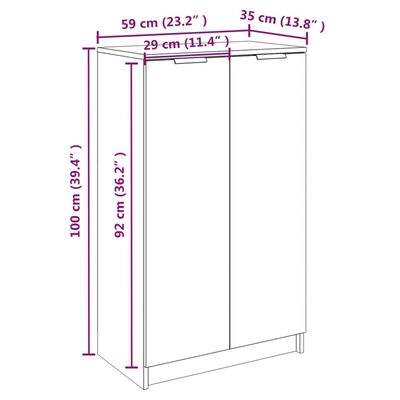 vidaXL Mueble zapatero madera contrachapada roble ahumado 59x35x100 cm