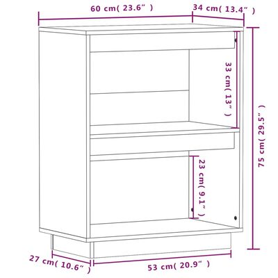 vidaXL Mesa consola de madera maciza de pino blanco 60x34x75 cm