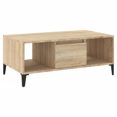 vidaXL Mesa de centro madera contrachapada roble Sonoma 90x50x36,5 cm