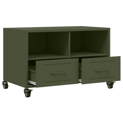 vidaXL Mueble de TV de acero verde oliva 68x39x43,5 cm