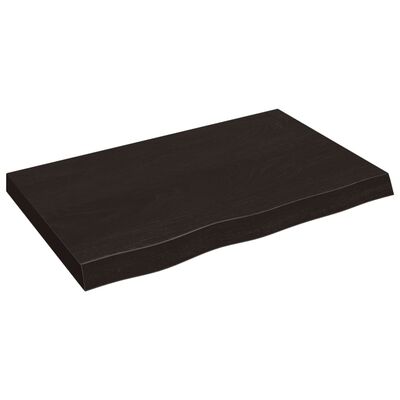 vidaXL Encimera baño madera maciza tratada marrón oscuro 80x50x(2-6)cm