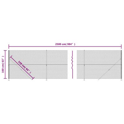 vidaXL Cerca de alambre con brida plateada 1,6x25 m