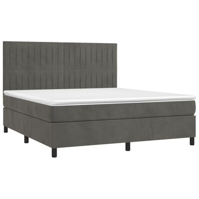 vidaXL Cama box spring con colchón terciopelo gris oscuro 160x200 cm