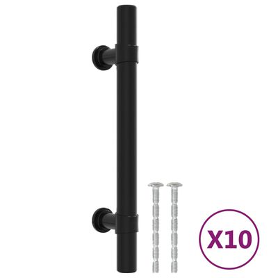 vidaXL Tiradores para armarios 10 uds acero inoxidable negro 96 mm