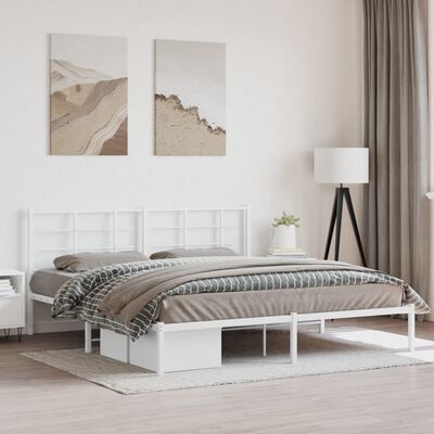 vidaXL Estructura cama sin colchón con cabecero metal blanco 183x213cm