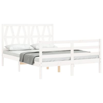 vidaXL Estructura de cama con cabecero madera maciza blanco 140x200 cm