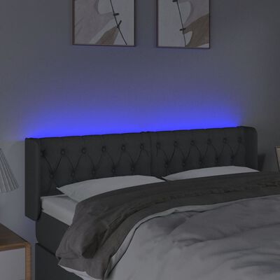 vidaXL Cabecero con LED de tela gris oscuro 163x16x78/88 cm