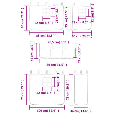 vidaXL Cama alta para niños con cortinas madera pino rosa 90x190 cm