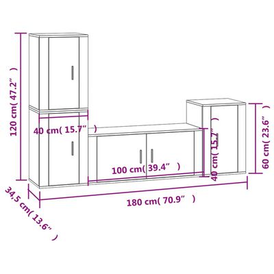 vidaXL Set de muebles de TV 4 pzas madera contrachapada blanco brillo