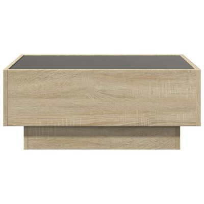 vidaXL Mesa de centro y LED madera ingeniería roble Sonoma 70x50x30 cm