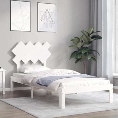 vidaXL Estructura de cama con cabecero madera maciza blanco